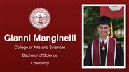Gianni Manginelli - College of Arts and Sciences - Bachelor of Science - Chemistry