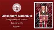 Oleksandra Korashvili - College of Arts and Sciences - Bachelor of Arts - Sociology