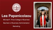 Lea Papanicolaou - Michael F. Price College of Business - Bachelor of Business Administration - Marketing