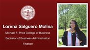 Lorena Salguero Molina - Michael F. Price College of Business - Bachelor of Business Administration - Finance