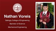 Nathan Voreis - Gallogly College of Engineering - Bachelor of Science - Mechanical Engineering