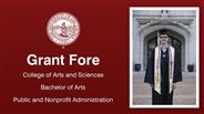 Grant Fore - College of Arts and Sciences - Bachelor of Arts - Public and Nonprofit Administration