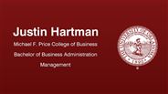 Justin Hartman - Michael F. Price College of Business - Bachelor of Business Administration - Management