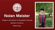 Nolan Meister - College of Atmospheric & Geographic Sciences - Bachelor of Science - Meteorology
