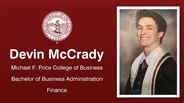 Devin McCrady - Michael F. Price College of Business - Bachelor of Business Administration - Finance