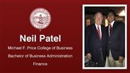 Neil Patel - Michael F. Price College of Business - Bachelor of Business Administration - Finance