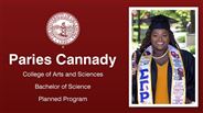 Paries Cannady - College of Arts and Sciences - Bachelor of Science - Planned Program