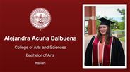 Alejandra Acuña Balbuena - Alejandra Acuña Balbuena - College of Arts and Sciences - Bachelor of Arts - Italian