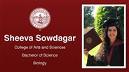 Sheeva Sowdagar - College of Arts and Sciences - Bachelor of Science - Biology