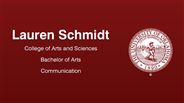 Lauren Schmidt - College of Arts and Sciences - Bachelor of Arts - Communication