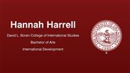 Hannah Harrell - David L. Boren College of International Studies - Bachelor of Arts - International Development