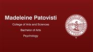 Madeleine Patovisti - College of Arts and Sciences - Bachelor of Arts - Psychology