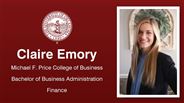 Claire Emory - Michael F. Price College of Business - Bachelor of Business Administration - Finance