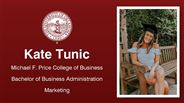 Kate Tunic - Michael F. Price College of Business - Bachelor of Business Administration - Marketing