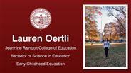 Lauren Oertli - Jeannine Rainbolt College of Education - Bachelor of Science in Education - Early Childhood Education