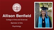 Allison Benfield - College of Arts and Sciences - Bachelor of Arts - Psychology
