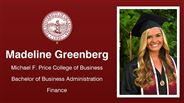 Madeline Greenberg - Michael F. Price College of Business - Bachelor of Business Administration - Finance