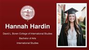 Hannah Hardin - David L. Boren College of International Studies - Bachelor of Arts - International Studies