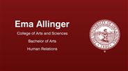 Ema Allinger - Ema Allinger - College of Arts and Sciences - Bachelor of Arts - Human Relations