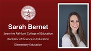 Sarah Bernet - Jeannine Rainbolt College of Education - Bachelor of Science in Education - Elementary Education