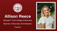 Allison Reece - Michael F. Price College of Business - Bachelor of Business Administration - Finance