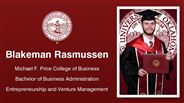 Blakeman Rasmussen - Blakeman Rasmussen - Michael F. Price College of Business - Bachelor of Business Administration - Entrepreneurship and Venture Management