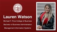 Lauren Watson - Michael F. Price College of Business - Bachelor of Business Administration - Management Information Systems