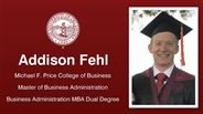 Addison Fehl - Michael F. Price College of Business - Master of Business Administration - Business Administration MBA Dual Degree
