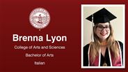 Brenna Lyon - College of Arts and Sciences - Bachelor of Arts - Italian