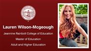 Lauren Wilson-Mcgeough - Jeannine Rainbolt College of Education - Master of Education - Adult and Higher Education