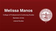 Melissa Manos - College of Professional & Continuing Studies - Bachelor of Arts - Liberal Studies