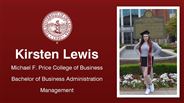 Kirsten Lewis - Michael F. Price College of Business - Bachelor of Business Administration - Management