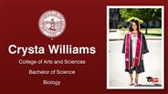 Crysta Williams - College of Arts and Sciences - Bachelor of Science - Biology