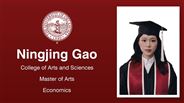Ningjing Gao - College of Arts and Sciences - Master of Arts - Economics