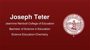 Joseph Teter - Jeannine Rainbolt College of Education - Bachelor of Science in Education - Science Education-Chemistry