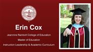 Erin Cox - Jeannine Rainbolt College of Education - Master of Education - Instruction Leadership & Academic Curriculum