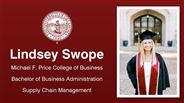 Lindsey Swope - Michael F. Price College of Business - Bachelor of Business Administration - Supply Chain Management
