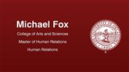 Michael Fox - College of Arts and Sciences - Master of Human Relations - Human Relations