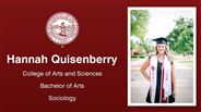 Hannah Quisenberry - College of Arts and Sciences - Bachelor of Arts - Sociology