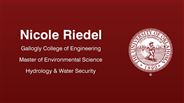 Nicole Riedel - Gallogly College of Engineering - Master of Environmental Science - Hydrology & Water Security