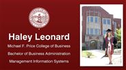 Haley Leonard - Michael F. Price College of Business - Bachelor of Business Administration - Management Information Systems