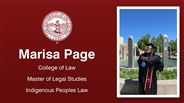 Marisa Page - College of Law - Master of Legal Studies - Indigenous Peoples Law