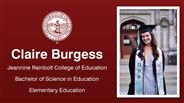 Claire Burgess - Claire Burgess - Jeannine Rainbolt College of Education - Bachelor of Science in Education - Elementary Education