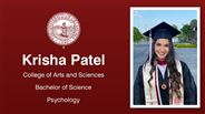 Krisha Patel - College of Arts and Sciences - Bachelor of Science - Psychology