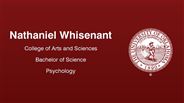 Nathaniel Whisenant - College of Arts and Sciences - Bachelor of Science - Psychology