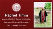 Rachel Timm - Jeannine Rainbolt College of Education - Bachelor of Science in Education - Early Childhood Education