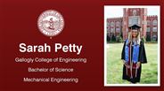 Sarah Petty - Gallogly College of Engineering - Bachelor of Science - Mechanical Engineering