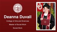 Deanna Duvall - Deanna Duvall - College of Arts and Sciences - Master of Social Work - Social Work