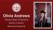 Olivia Andrews - Gallogly College of Engineering - Bachelor of Science - Mechanical Engineering