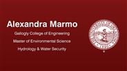 Alexandra Marmo - Gallogly College of Engineering - Master of Environmental Science - Hydrology & Water Security